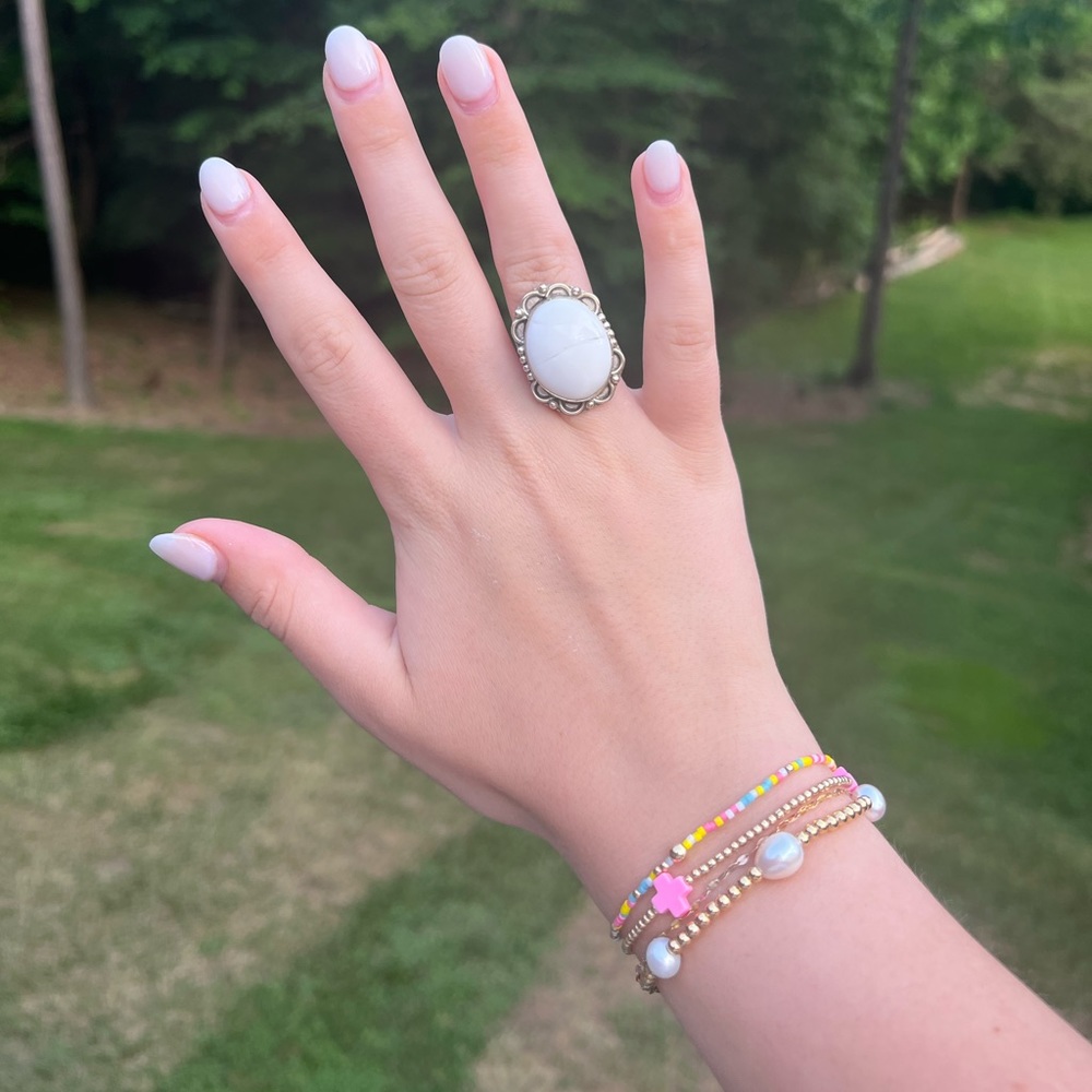 White Stone Handcrafted Ring